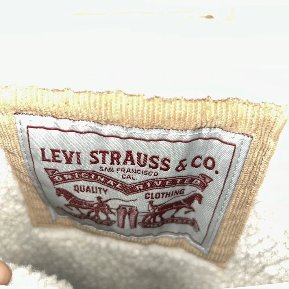 Levi's Men's Fleece Lined Corduroy Trucker Jacket Tan‎ Small S